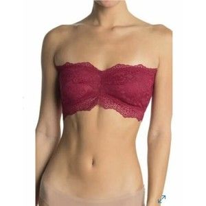 Free People Intimately Lacey Looks Bandeau Bralette Burgundy Size Small $28 NWT